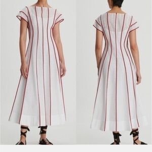 Tory Burch White Maxi Dress with Red Stripes